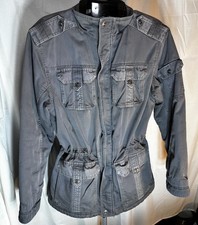 LL Bean Military Style Distressed Gray Jacket Sherpa Mens Medium Thinsulate