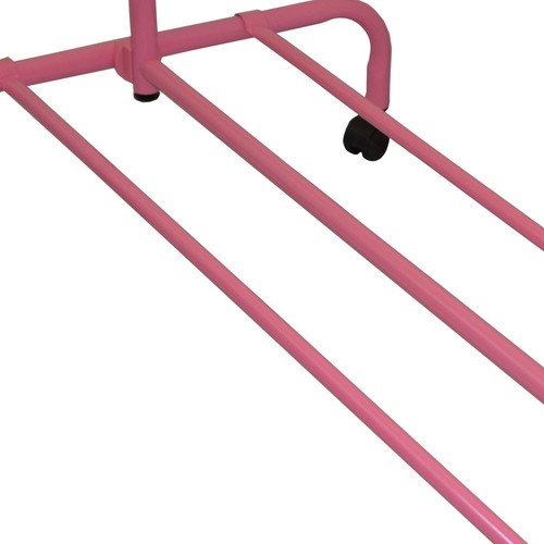 Single Garment Rack Pink Clothes Portable Hanging Rail Wheels By Home Discount - Picture 10 of 12