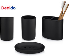 Matte Black Collection 4-Piece Bathroom Accessory Set. Includes: Soap Dispenser