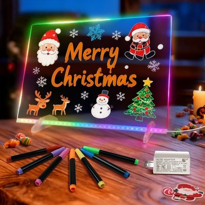 LED Note Board with 8 Colors 6 Modes -13.7''X10'' Acrylic Dry Erase Board