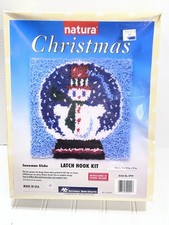 Snow globe Snowman Latch Hook Kit Natura  XP99 12  X 12  Deluxe Yarn USA