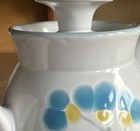 Vintage 70s NORITAKE Pizzicato COFFEE POT Stoneware BLUE Flowers Tall Teapot EUC — photo 7