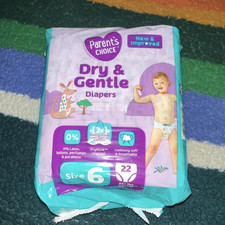 Parent's Choice Dry  Gentle Diapers Size 6 22 Count for 35 lbs Unisex