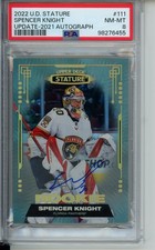 Spencer Knight Panthers Rookie Auto /199 #111 2021-22 Stature Hockey PSA 8