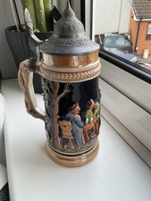 Vintage Gerz West German Beer Stien 1970s Tankard With Lid Hand Made