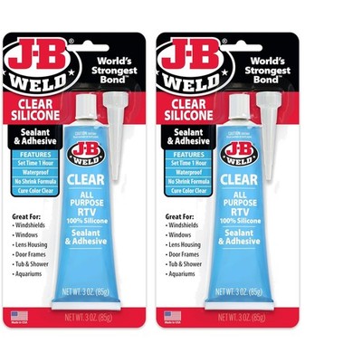 Clear RTV Silicone Sealant & Adhesive 3 oz - Waterproof, 2-Pack for Durability