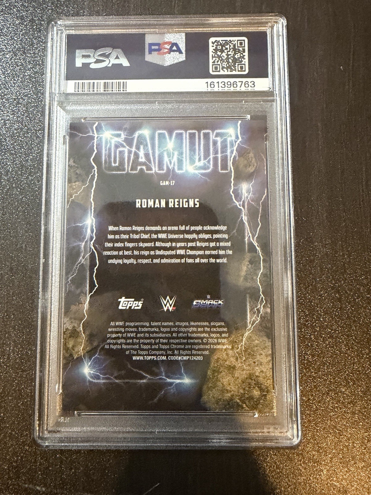 2026 Topps Chrome WWE ROMAN REIGNS Gamut PSA 10 view 2