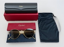 Brand New Cartier CT0009S 002 Gold Sunglasses. Gold Frame Brown Lens.Authentic.