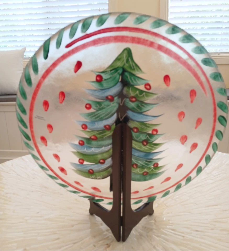 Kosta Boda glass Christmas tree serving torte platter plate Ulrica Vallien 32 cm - image 2 of 4