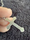 925 Sterling Silver Turquoise Cross Pendant Necklace 18in Cable Chain Lobster — photo 2