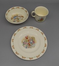 1981 Bunnykins Children's 3 Piece Dish Set Royal Doulton New Mint Vintage