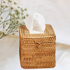 Wicker Tissue Box Cover Paper Holder Vintage Toilet Paper Rack Covered Square