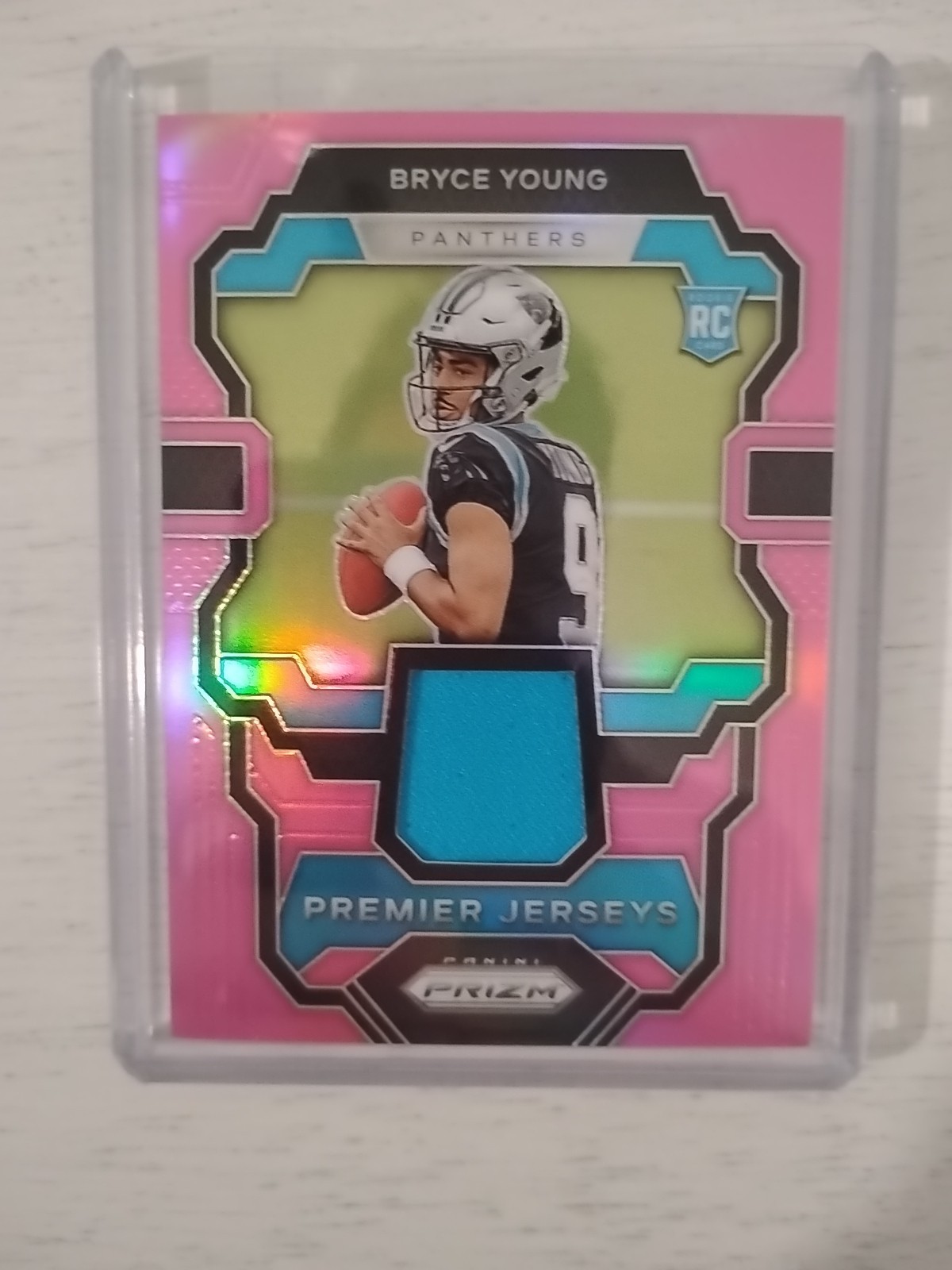 Bryce Young 2023 Panini Prizm Football #PJBY Premier Jersey Rookie Pink Patch RC