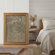 Charming Gold Framed Canvas Art   Dark Moody Vintage Floral Landscape, 12x16in