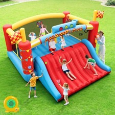 XXXL Castello Gonfiabile Springburg Castello da Gioco con Scivolo e Soffiatore 550W Bambini