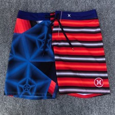 Hurley Phantom Men's Board Shorts Size 36 Red White Blue
