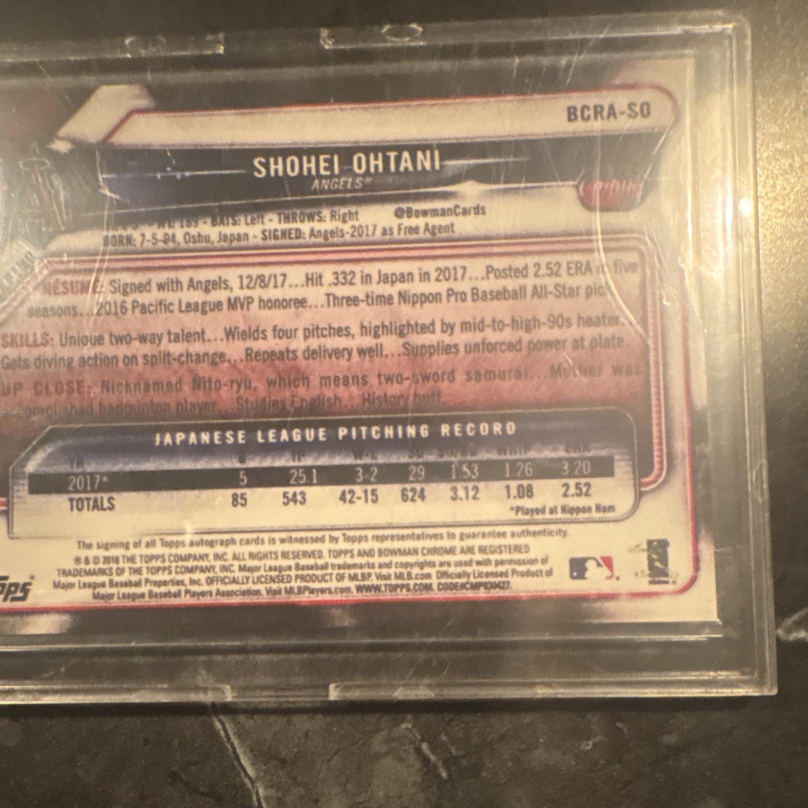 Bowman 2018 Bowman Chrome Shohei Ohtani RC Auto BCRA-SO #017/150 Angels REPRINT view 4