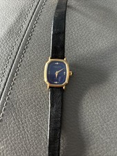 Favre-Leuba Geneve Vintage Watch Gold Plated Black Leather Strap