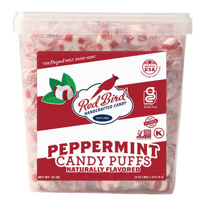 Red Bird Soft Peppermint Puffs, Christmas Candy Individually Wrapped, Perfect fo