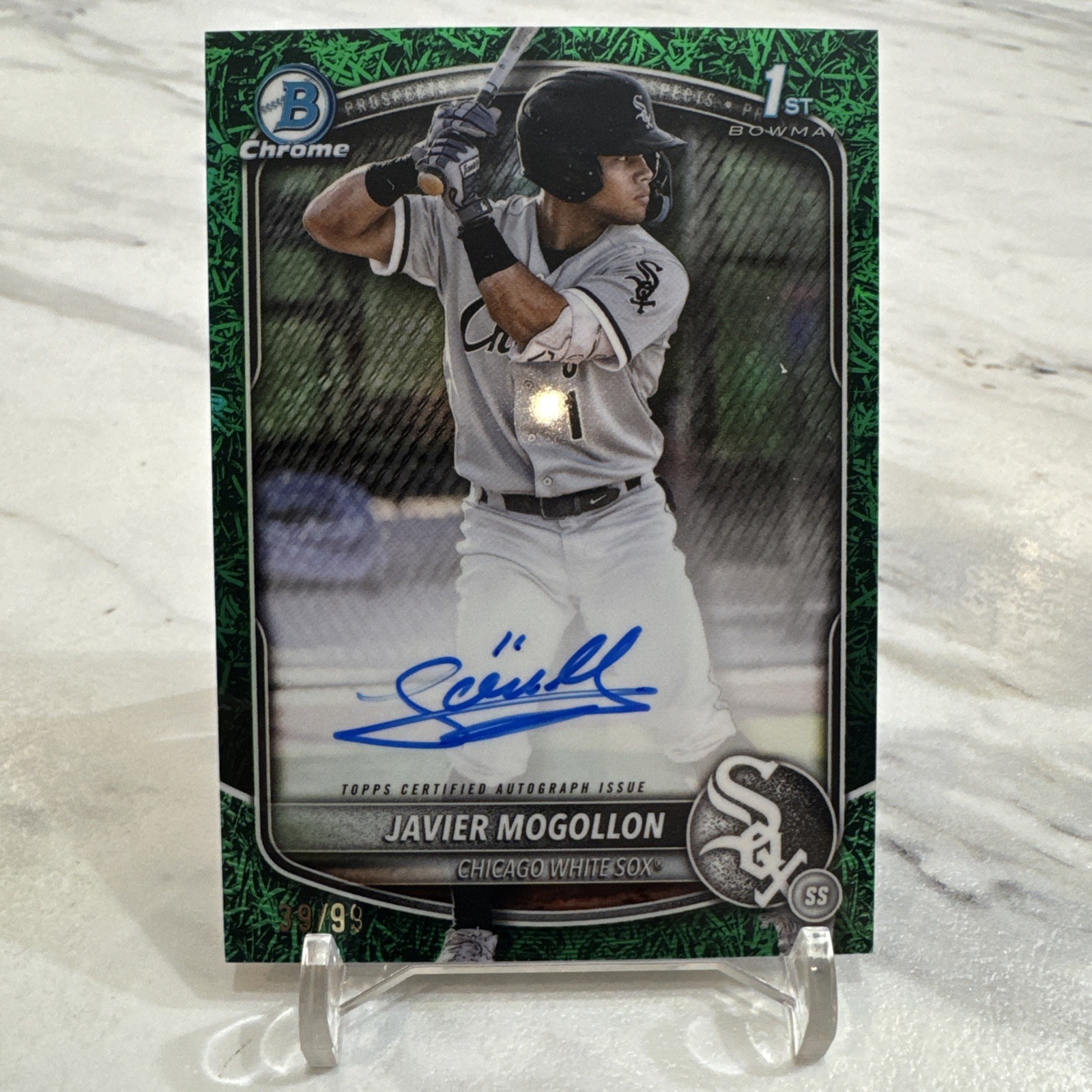 2025 Bowman Chrome Javier Mogollon 1st Auto/99 Green Grass Refractor
