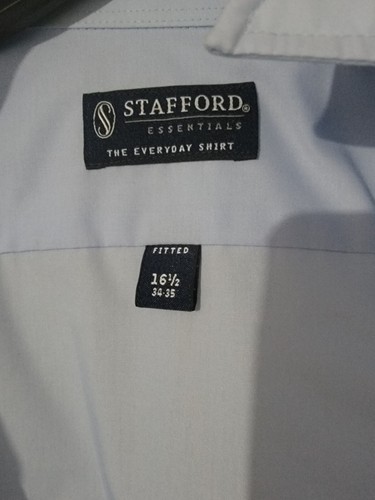 (3) Stafford Men's Dress shirts neck 16 (34-35) Button Up Long Sleeve Blue Grey - Picture 5 of 10