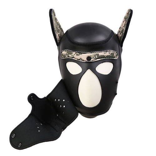 Máscara de cabeza de perro cosplay de neopreno de goma para cachorro fiesta juego de rol utilería juguete suave acolchado - Imagen 11 de 21