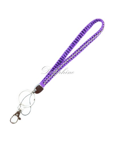 Multi color Wristlet Braided Leather with rhinestone Weave Key Fob Key chain - Picture 8 of 11
