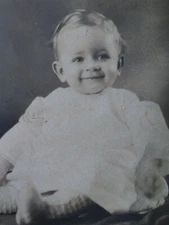 Happy Baby Antique Photo VTG Early 1900s Portrait Big Grin Sock Feet Oh Yeah Loo