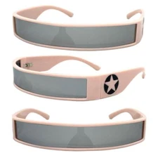 SPACE ROBOT RAVER COSTUME CYCLOPS FUTURISTIC Party SUN GLASSES Thin Pink Frame