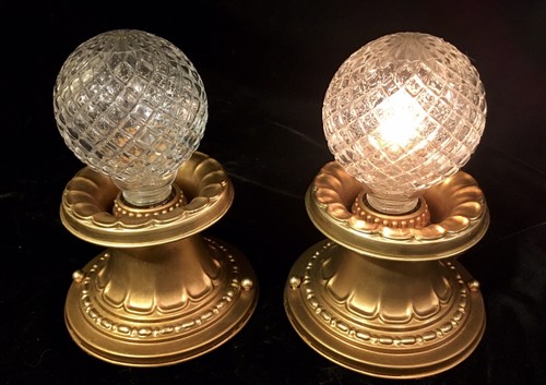 2 Antique Vtg Victorian Single Bulb Semi Flush Mount Ceiling Light Fixtures