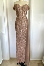 NWOT Faeriesty Sequin Formal Gown Dress Prom XS/S Quinceanera Brown