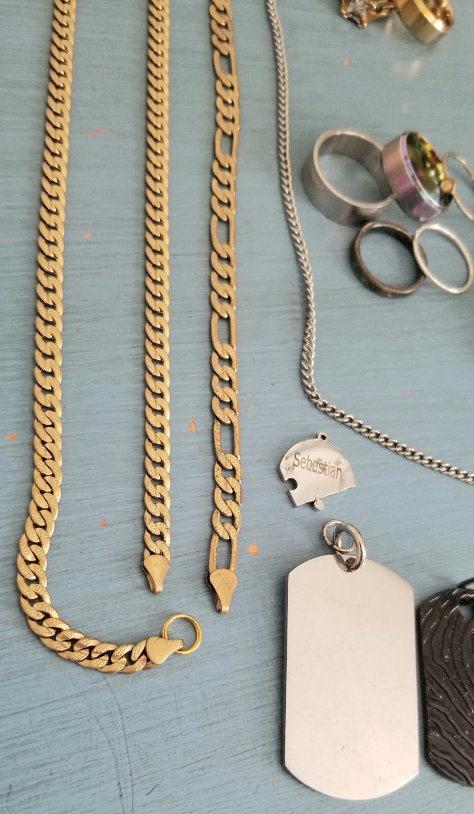 Junk Drawer Costume Jewelry Lot Bracelet Pendant Chain Rings Gold