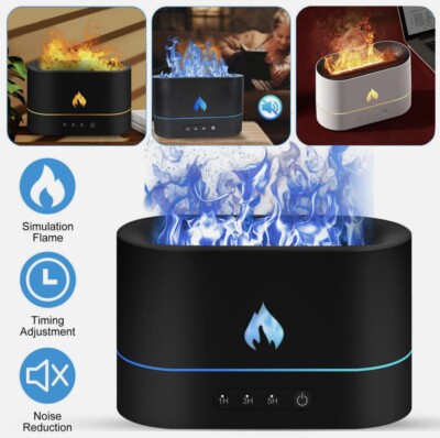 250ml USB Air Humidifier Essential Oil Aroma Diffuser 3D Flame Mist Home Office