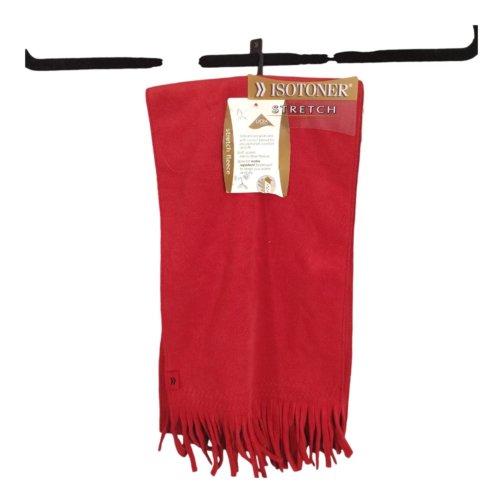 Vintage Isotoner Red Stretch Fleece Water Repellent Scarf NWT 2003 2000s Fashion