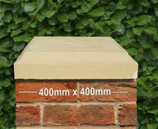 3x Flat Chamfered Cast Stone Pier Cap, Buff/Portland/Charcoal 400mm x 400mm Base