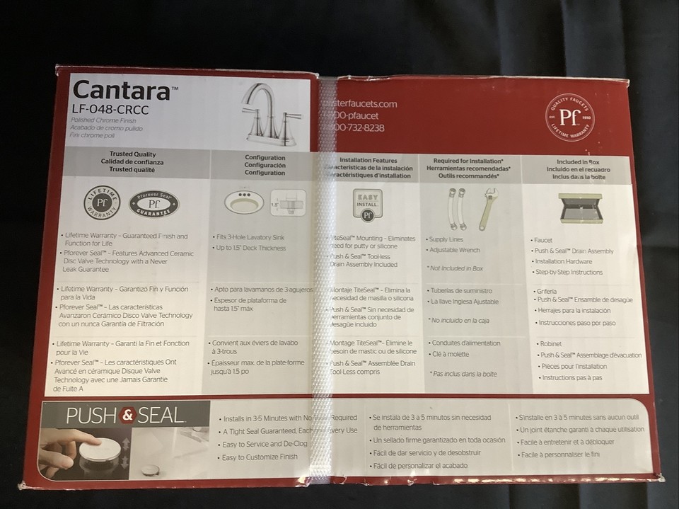 Pfister Bathroom 4" Centerset Faucet Cantara 4” LF048CRCC Polished