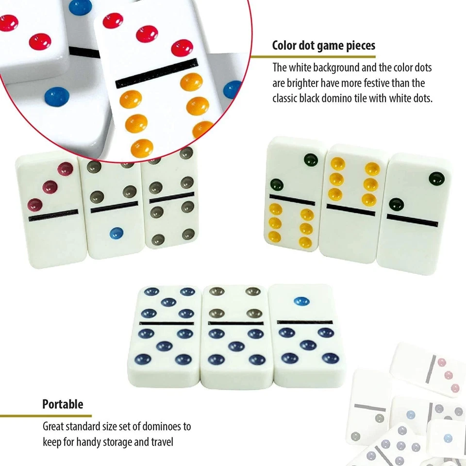 28 Double Six Dominoes Game Set  Kids Children's Travel Board Pub Family & Party - Image 3 of 4