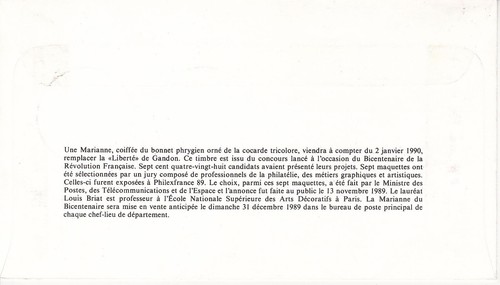 Enveloppe 1er jour 1663 1989 Marianne de Louis Briat - Foto 2 di 2