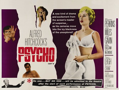 Psycho 1960 UK Quad Poster Druck 30x40'' Anthony Perkins Alfred Hitchcock KOSTENLOSER VERSAND