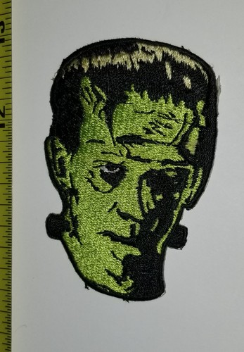VINTAGE FRANKENSTEIN PATCH FASHION EMBROIDERED GREEN MONSTER HORROR PUNK ROCK 3" - Picture 10 of 12