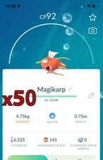 50x Magikarp Pokemon Bundle !! Good Chance of Lucky and Good IVs !! Go