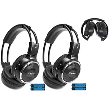 2 Fold In Wireless Headphones For Jeep Vehicles IR Rear TV DVD New Headsets 208B
