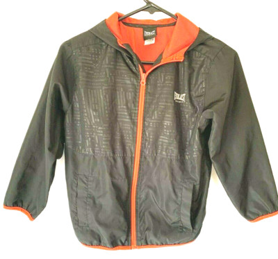 Everlast Youth Windbreaker Jacket Size M Medium 8 Full Zip Black Warm up Boxing