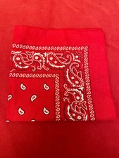 6 ~ Bandana Cotton Paisley Red Double Sided Scarf Head Neck Face Mask 21”x21”