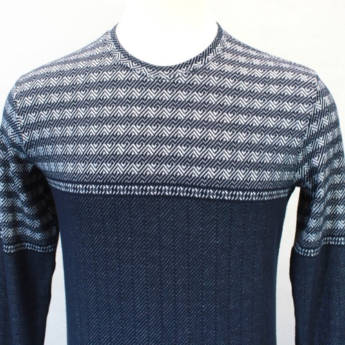MONDO Men's Blue Cotton Stretch Crew Neck Sports Slim Fit Sweater T-shirt Medium - Picture 2 of 7