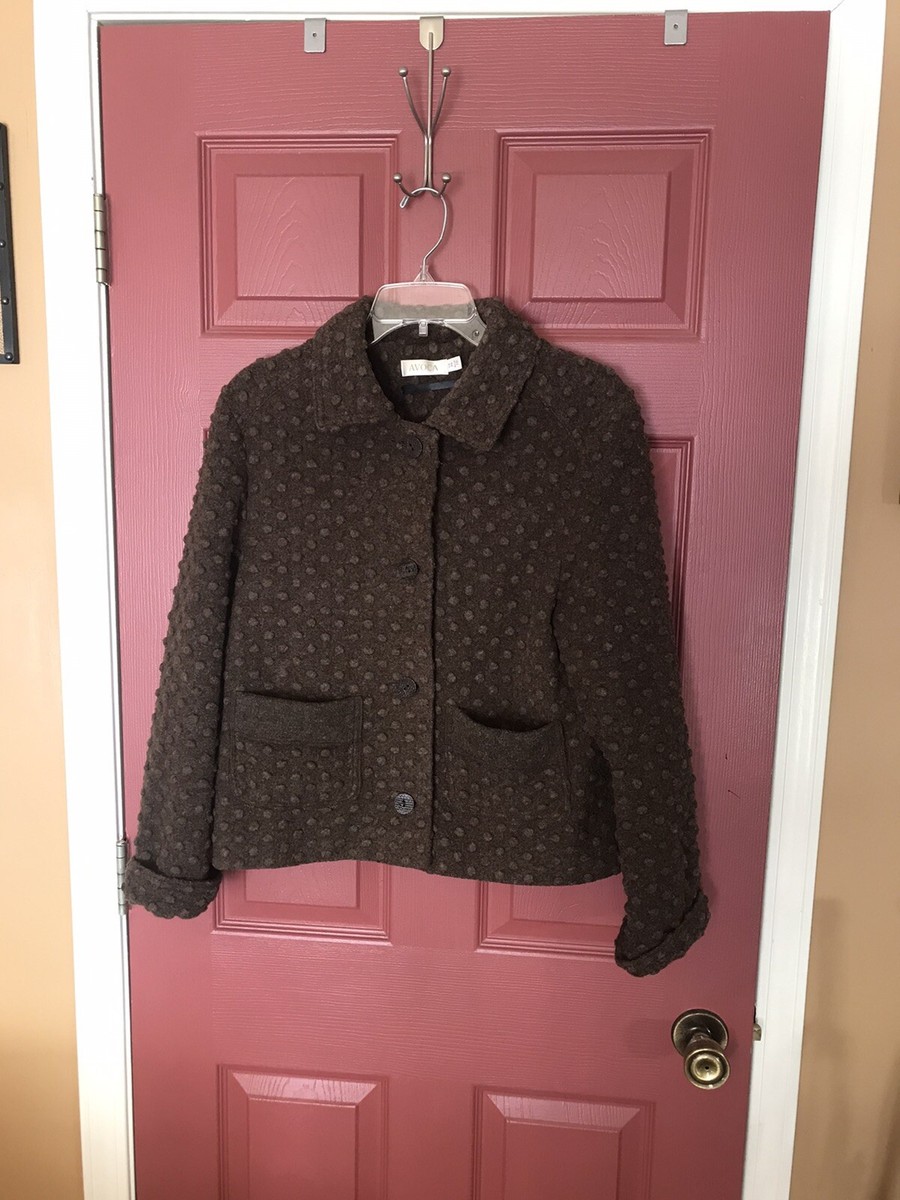 Womens Avoca Ireland Rare Brown Wool Blend Coat With Raised