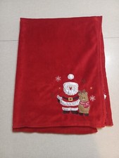 Baby Essentials Christmas Blanket Red Fleece Satin Santa Reindeer