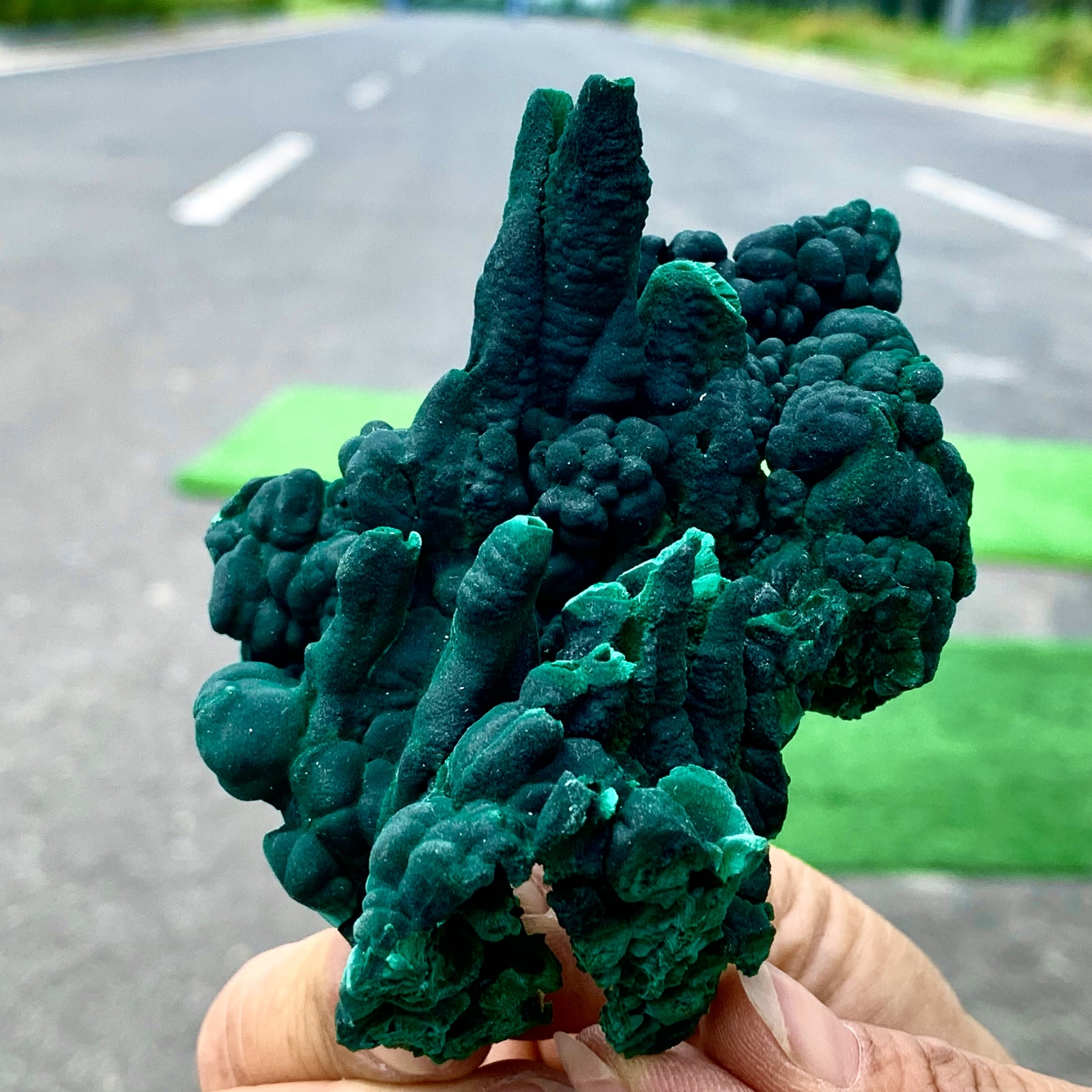 152G Natural Velvet Malachite Cat Eye Cluster Rough Mineral Specimen