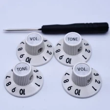 Guitar White Witch Knob 2 TONE 2 Volume Fit Fender 1972 Telecaster Tele Custom