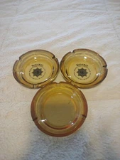 Vtg Glass Ashtray DIPLOMAT Resorts Country Club (2)  1 PLAIN amber